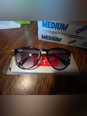 Ray-Ban Women’s Black Frame Sunglasses with Purple Lenses